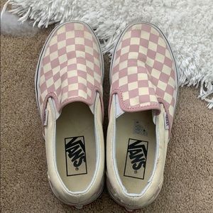 pink and white checkered vans